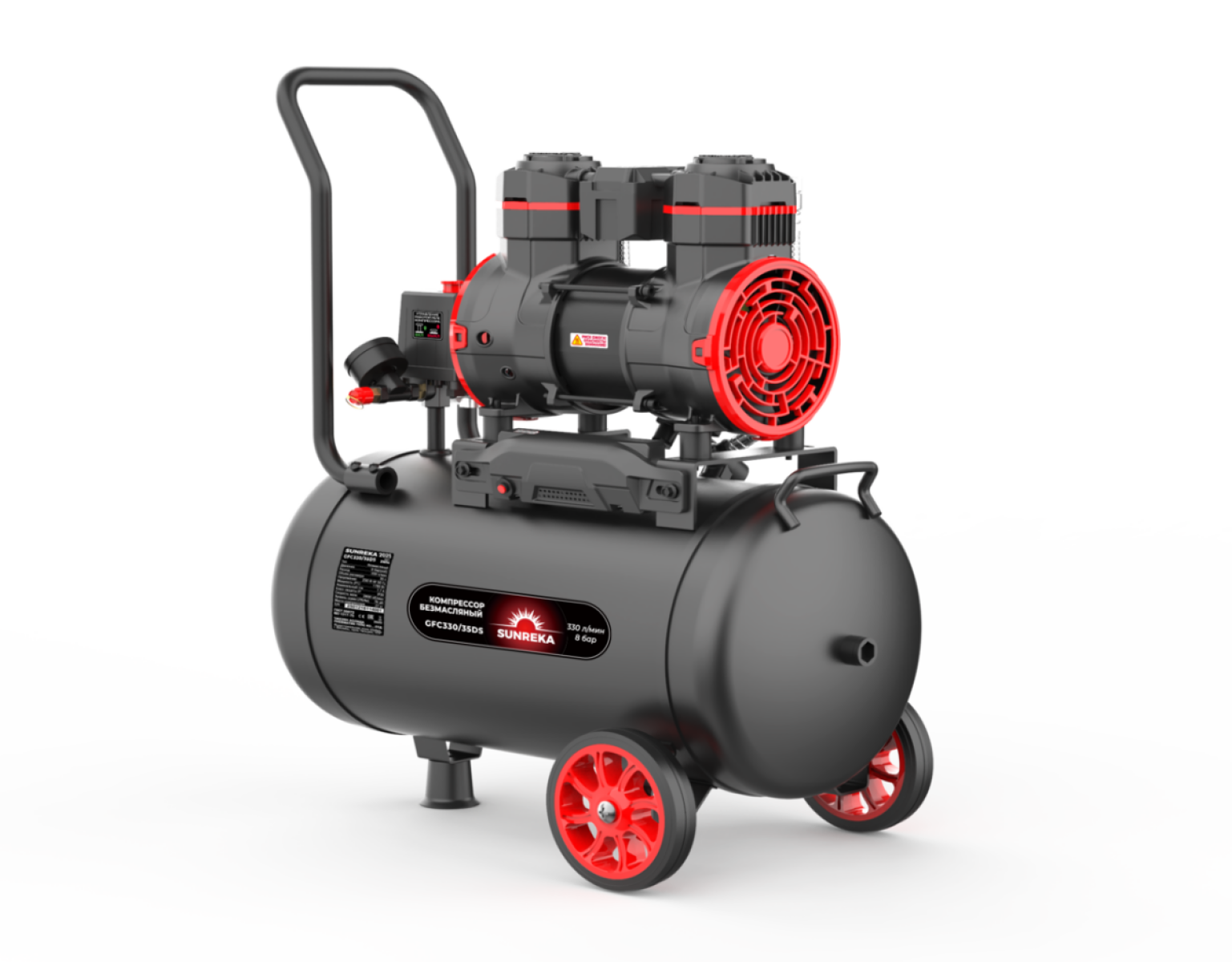 Поршневой безмасляный тихий компрессор SUNREKA GFC330/35DS